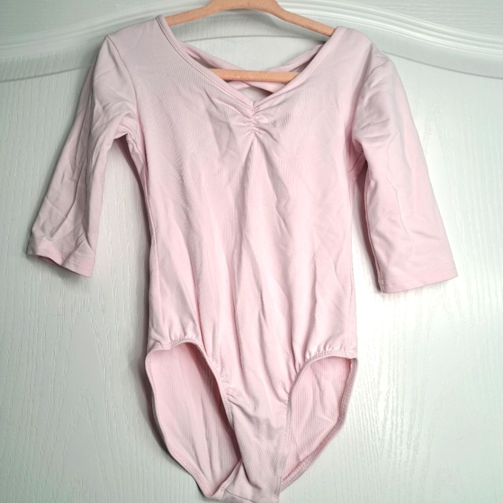 Girls Danskin NOW 3/4 sleeve leotard pink XXS